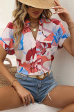 Boho Short Sleeve Floral Contrast Top
