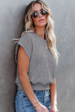 Gray Textured Knit Short Sleeve Top