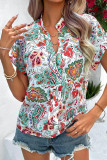 Boho Short Sleeve Floral Contrast Top