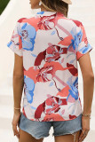 Boho Short Sleeve Floral Contrast Top