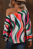 Drop Shoulder Abstract Print Lantern Sleeve Blouse