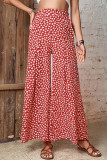 Red Floral Wide Leg Flare Pants
