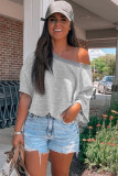 Gray Drop Shoulder Sleeve Oversize Bodysuit