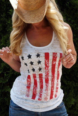 Independence Day US Flag Print Tank Top