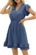 Surplice V Neck Swiss Dot Ruffle Dress