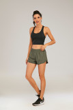 Plain Elastic Waist Zipper Pocket Sports Shorts