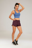 Plain Elastic Waist Zipper Pocket Sports Shorts