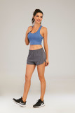 Plain Elastic Waist Zipper Pocket Sports Shorts
