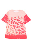 Pink Leopard Bleached Boyfriend T Shirt