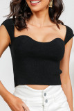 Black Curve Knit Crop Top
