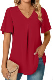 Plain V Neck Flare Sleeves Top