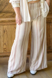 White Smocked Waist Printed Wide Leg Pants