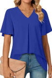 Plain V Neck Flare Sleeves Top