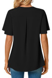 Plain V Neck Flare Sleeves Top