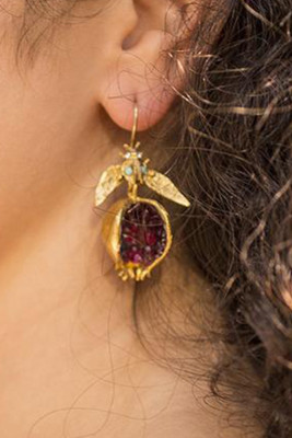 Alloy Pomegranate Earrings MOQ 5pcs