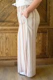 White Smocked Waist Printed Wide Leg Pants