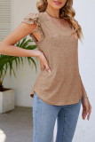 Plain V Neck Ruffles Tiered Sleeves Top