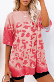 Pink Leopard Bleached Boyfriend T Shirt