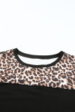 Black Sequin Striped Patchwork Short Sleeve Plus Size T Shirt