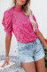 Pink High Neck Lace Short Sleeve Top