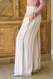 White Smocked Waist Printed Wide Leg Pants