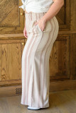 White Smocked Waist Printed Wide Leg Pants