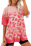 Pink Leopard Bleached Boyfriend T Shirt