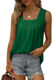 Plain Square Neck Tucked Stitching Tank Top