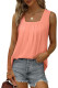 Plain Square Neck Tucked Stitching Tank Top
