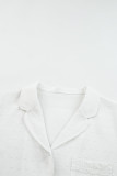 White Spot Woven Lace Splicing Short Sleeve Shirt Pajamas Set