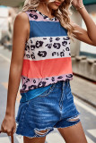 Colorblock Splicing Leopard Tank Top