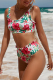 Ruffles Edge High Waist Two Pieces Bikini Set