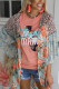 Sky Blue Leopard Floral Mixed Print Wide Sleeves Kimono