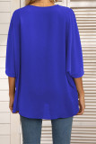 Geometric Tape Splicing Plain V Neck Oversize Blouse