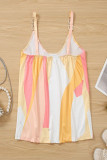 Sleeveless V Neck Buckle Printing Top