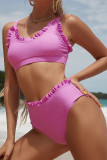 Ruffles Edge High Waist Two Pieces Bikini Set