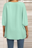 Geometric Tape Splicing Plain V Neck Oversize Blouse