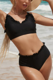 Ruffles Edge High Waist Two Pieces Bikini Set