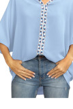 Geometric Tape Splicing Plain V Neck Oversize Blouse