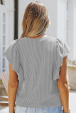 Ruffle Sleeves Ribbed Knitting Blouse