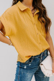 Yellow Rolled Short Sleeve Polka Dot Print Shirt