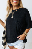 Black Splatter Allover Plus Size Pocketed T-shirt