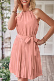 Sleeveless Halter Neck Smocked Dress