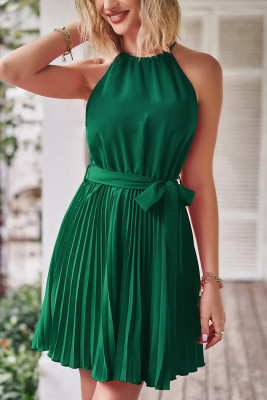 Sleeveless Halter Neck Smocked Dress