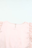 Apricot Round Neck Ruffle Short Sleeve Top