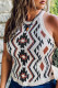 Brown Aztec Geometric Print Knitted Tank Top