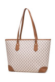 Zipper Closure Monogram PU Tote Bag MOQ 3pcs