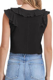 Sleeveless V Neck Ruffle Plain Top