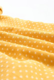 Yellow Rolled Short Sleeve Polka Dot Print Shirt