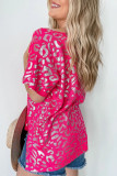 Rose V Neck Gold Leopard Short Sleeves Top
